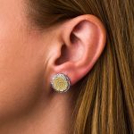 Phaistos Disc Stud Meander Earrings - 925 Sterling Silver and Gold Plated - Image 2