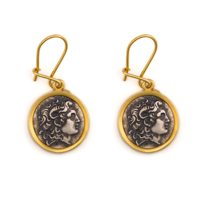 Alexander the Great Earrings - 925 Sterling Silver and Gold Plated - Image 1