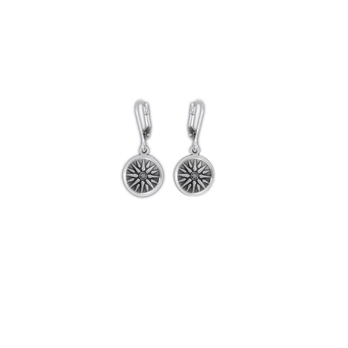 Vergina Sun Earrings - Sterling Silver - Image 3