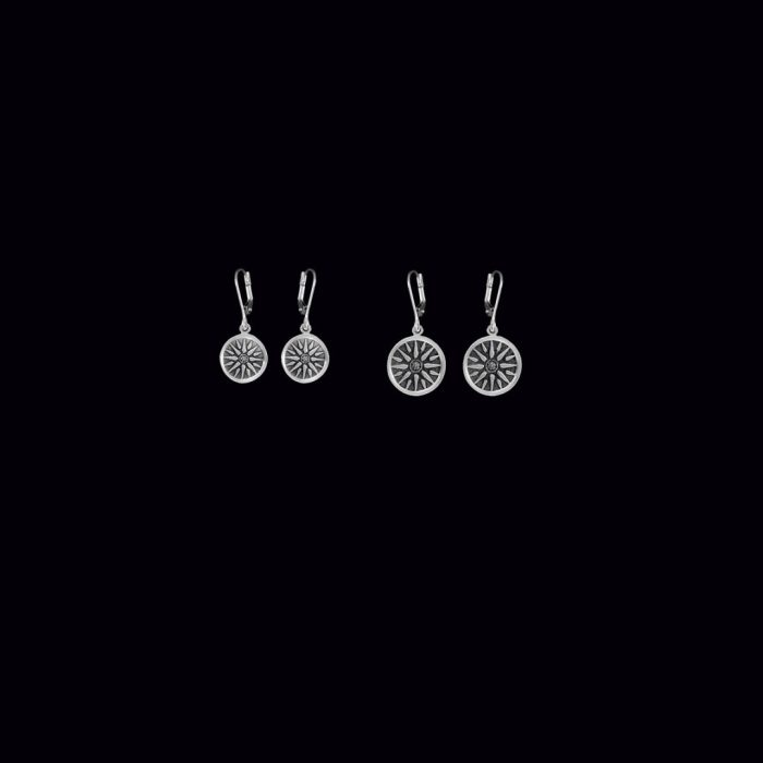 Vergina Sun Earrings - Sterling Silver - Image 2