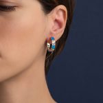 Meander Hoop Earrings – Sterling Silver with Opal - Image 2