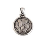 Athena Greek Goddess Coin Pendant - Sterling Silver and Gold Plated - Image 4