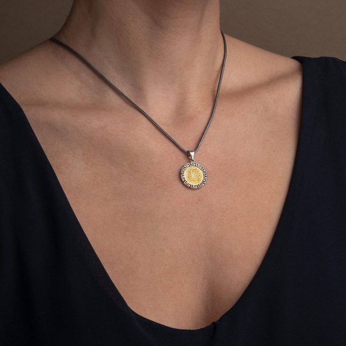 Phaistos Disc and Minoan Bee Pendant – 925 Sterling Silver and Gold Plated - Image 2