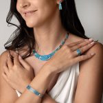 Greca Bangle Bracelet with Blue Opal stone - 925 Sterling Silver - Image 2