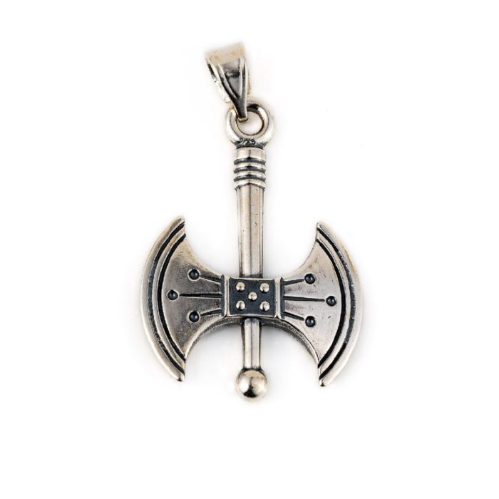 Double Headed Axe Pendant - 925 Sterling Silver - Image 1
