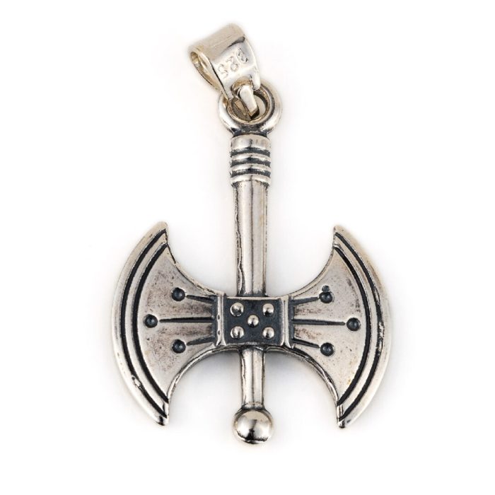 Double Headed Axe Pendant - 925 Sterling Silver - Image 3