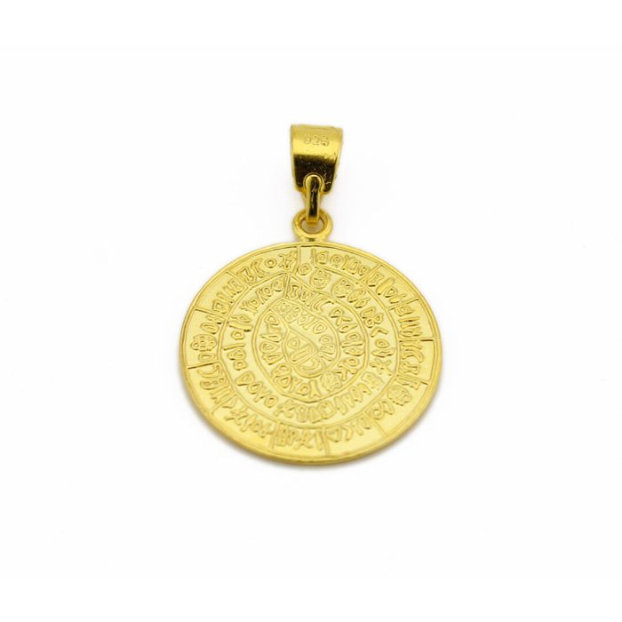Greek Phaistos Disc Pendant - Sterling Silver and Gold Plated - Image 5