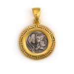 Goddess Athena Meander Pendant - 925 Sterling Silver Gold Plated