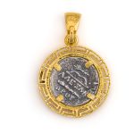 Goddess Athena Meander Pendant - 925 Sterling Silver Gold Plated - Image 2