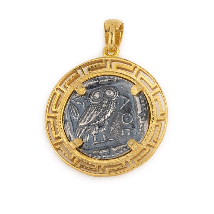 Gold Plated Athena Greek Goddess Coin Pendant - Image 3