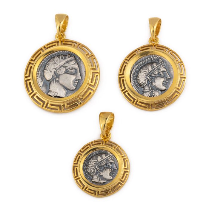 Gold Plated Athena Greek Goddess Coin Pendant - Image 4