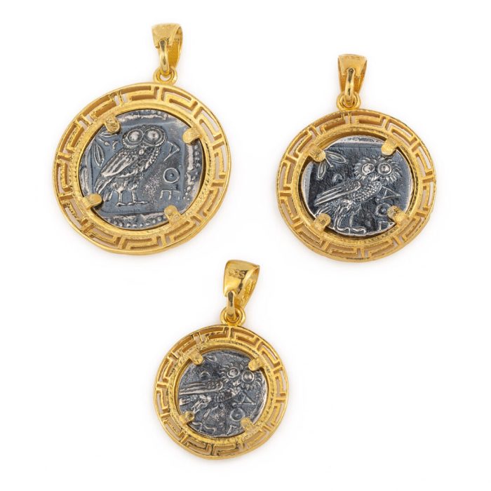 Gold Plated Athena Greek Goddess Coin Pendant - Image 6