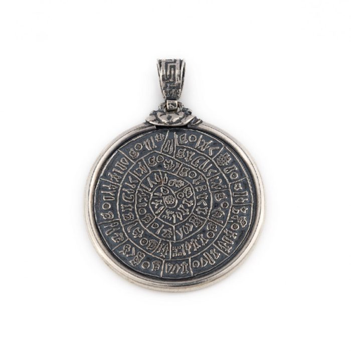 Greek Phaistos Disc Pendant - Sterling Silver - Image 3