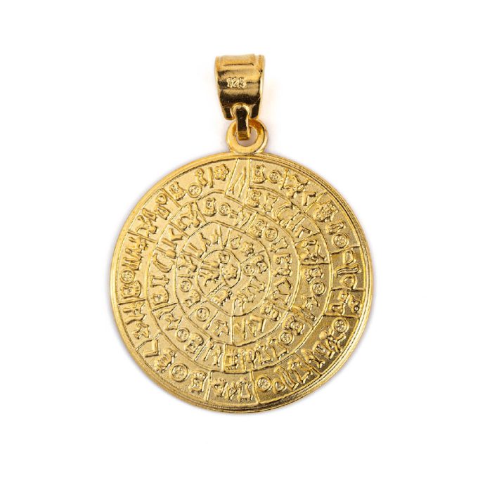 Greek Phaistos Disc Pendant - Sterling Silver and Gold Plated - Image 3