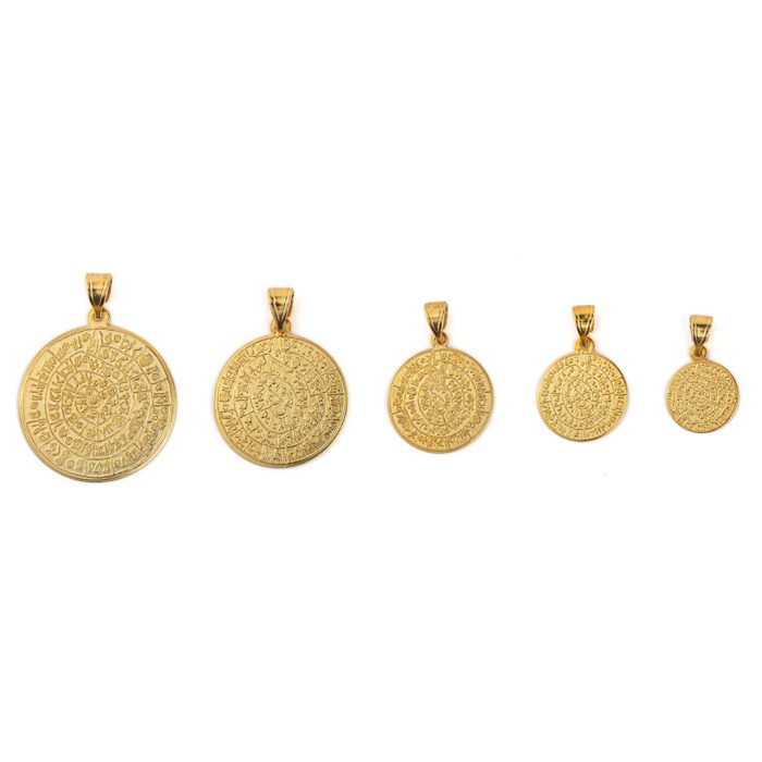 Greek Phaistos Disc Pendant - Sterling Silver and Gold Plated - Image 7