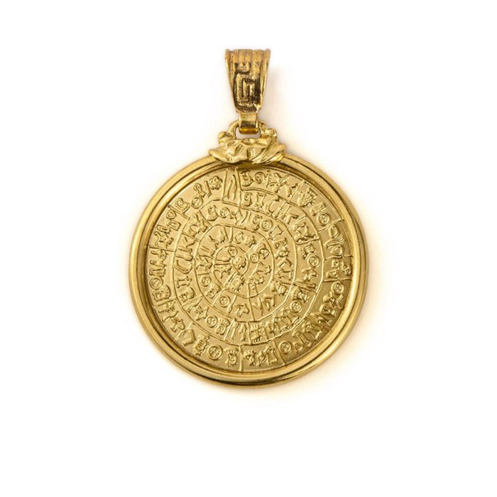 Gold Plated Minoan Phaistos Disc Pendant - Image 1