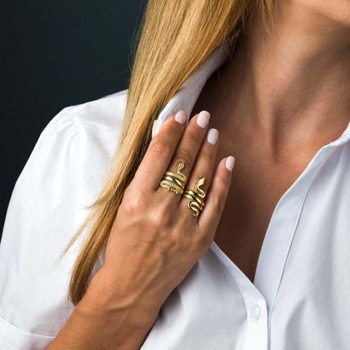Snake Ring - 925 Sterling Silver and Gold Plated - Image 2