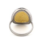 Phaistos Disc Ring with Zircon - Sterling Silver and Gold Plated - Image 5