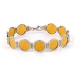 Phaistos Disc Link Bracelet - 925 Sterling Silver and Gold Plated