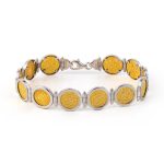 Phaistos Disc Link Bracelet - 925 Sterling Silver and Gold Plated - Image 3