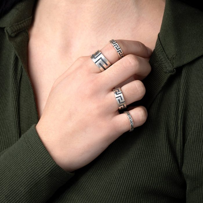 Greek Key Eternity Ring - 925 Sterling Silver - Image 2