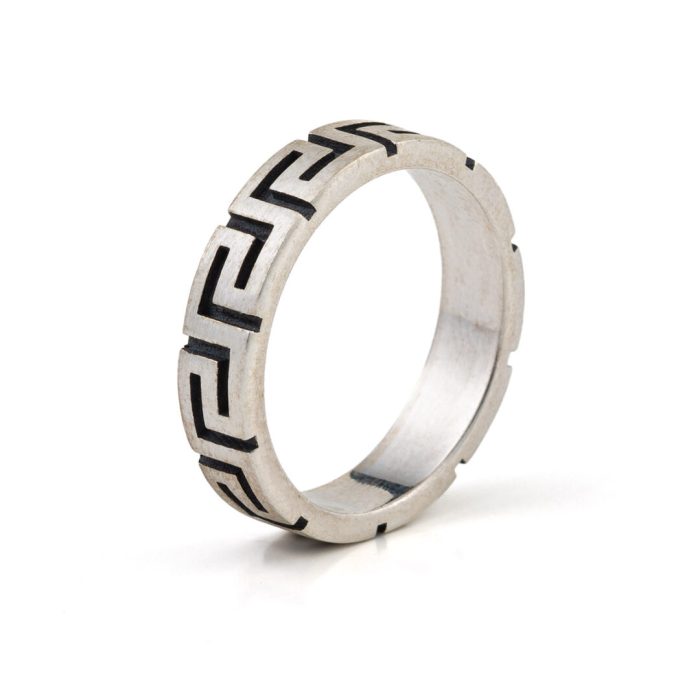 Sterling Silver Greek Key Meander Ring - Image 3