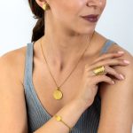 Greek Phaistos Disc Pendant - Sterling Silver and Gold Plated - Image 2