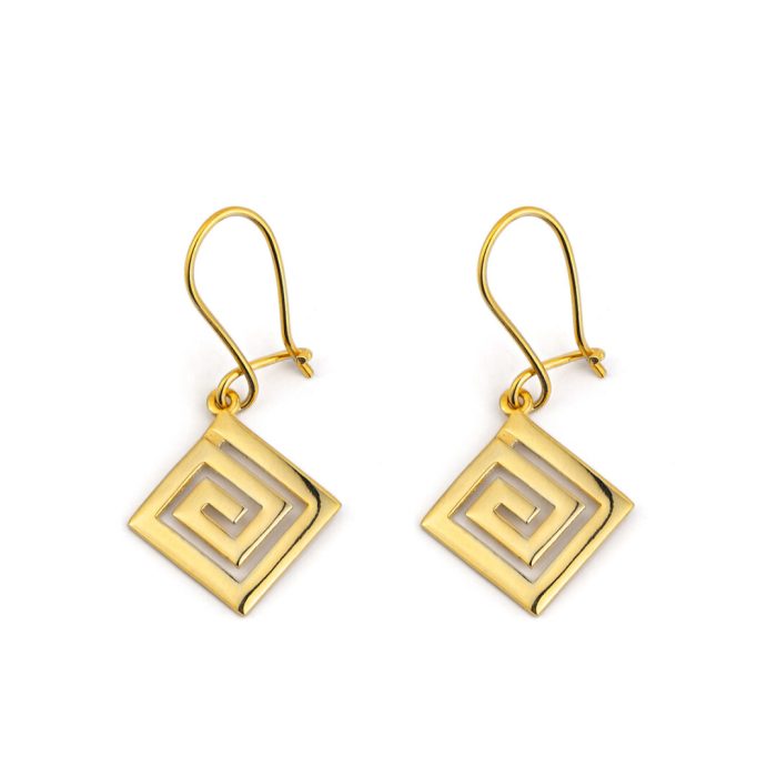 Meander Greek Key Earrings – 925 Sterling Silver and Gold Plated - Image 5