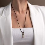 Turquoise Cross Cord Necklace – Sterling Silver and Gold plated - Image 2