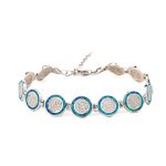 Phaistos Disc Link Bracelet - 925 Sterling Silver with Blue Opal - Image 2