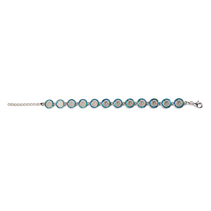Phaistos Disc Link Bracelet - 925 Sterling Silver with Blue Opal - Image 5