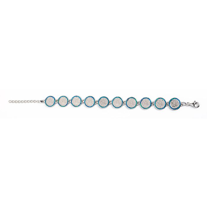 Phaistos Disc Link Bracelet - 925 Sterling Silver with Blue Opal - Image 3