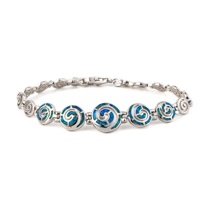 Spiral Bracelet - 925 Sterling Silver with Opal - Image 1
