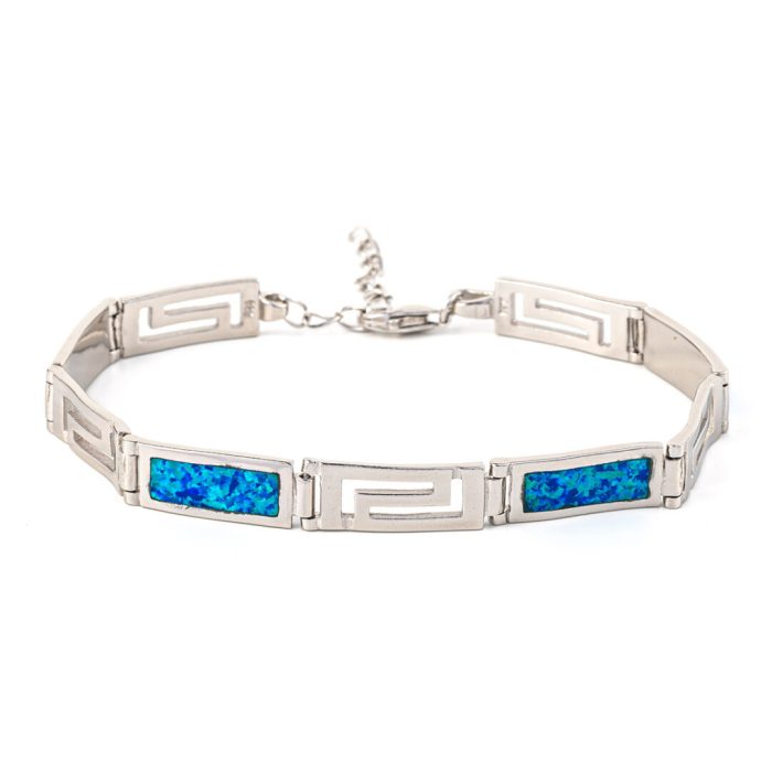 Meander Bracelet – 925 Sterling Silver with Opal - Image 1