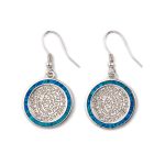 Phaistos Disc Dangle Earrings - 925 Sterling Silver with Opal - Image 4