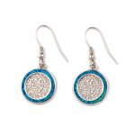 Phaistos Disc Dangle Earrings - 925 Sterling Silver with Opal - Image 3