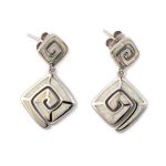 925 Sterling Silver Blue Opal Meander Earrings - Image 2