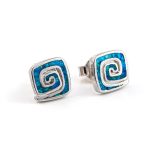 Meander Stud Earrings – 925 Sterling Silver with Opal - Image 3