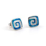 Meander Stud Earrings – 925 Sterling Silver with Opal - Image 2