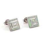 Meander Opal Stud Earrings – 925 Sterling Silver - Image 2