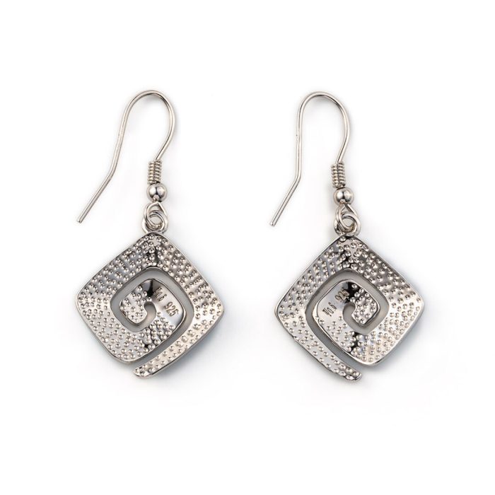 Blue Opal Greek Key Dangle Earrings - Image 3
