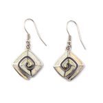 Blue Opal Greek Key Dangle Earrings - Image 2