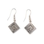 Greek Key Blue Opal Dangle Earrings - Image 4