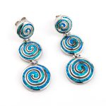 Opal spiral silver stud earrings - Image 3