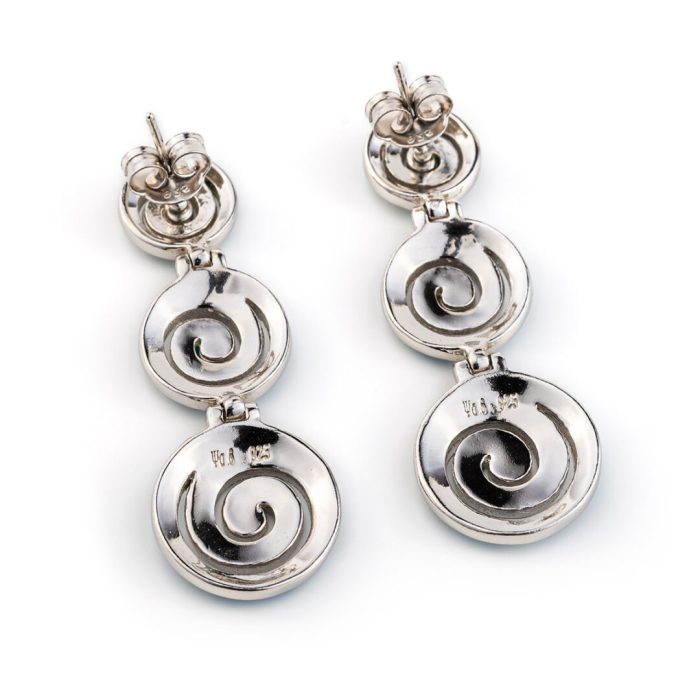 Opal spiral silver stud earrings - Image 4