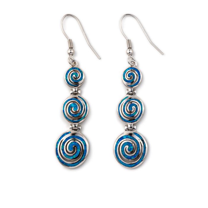 925 fine silver dangle earrings with spiral - Image 1