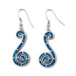 Blue Opal Silver Spiral Dangle Earrings - Image 6