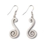 Blue Opal Silver Spiral Dangle Earrings - Image 4