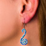Blue Opal Silver Spiral Dangle Earrings - Image 2