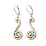 Blue Opal Silver Spiral Dangle Earrings - Image 3